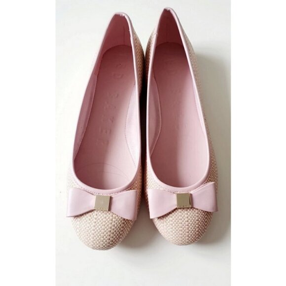💕TED BAKER LONDON💕 Sualli Flat Raffia Pink Bow Ballet Pumps 38 New Without Box - Picture 3 of 16